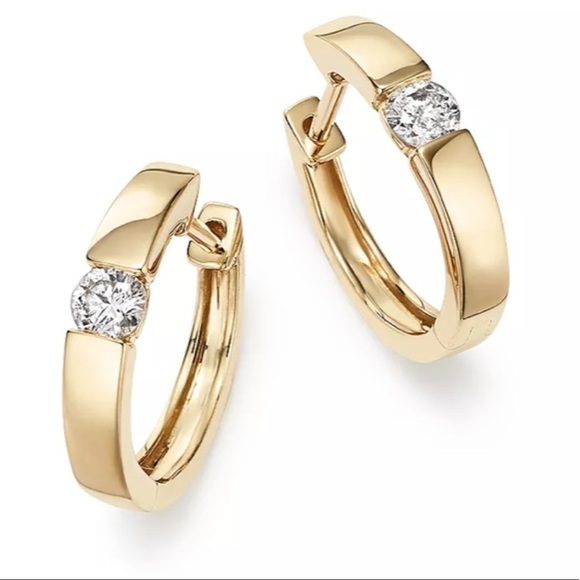 Bloomingdale's Jewelry - Gold Crystal Hoop Huggies 14k gold earrings